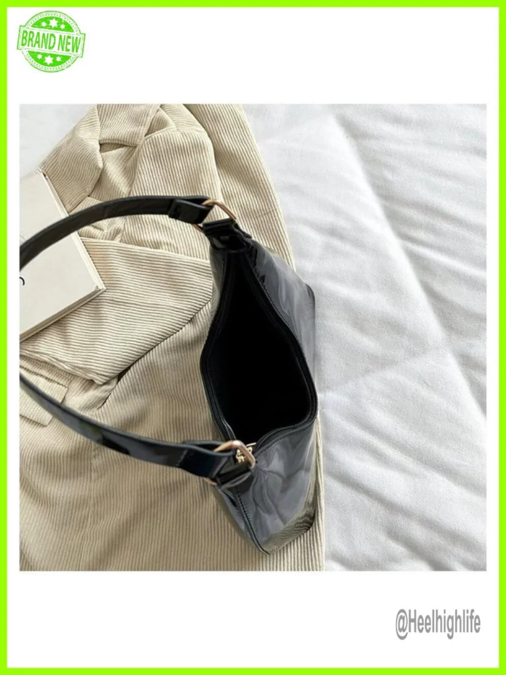 Patent Leather Hobo Bag Crescent Shoulder Bag Small Tote Satchel Purse